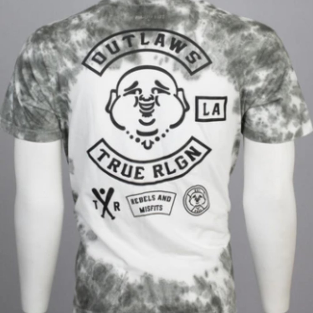 TRUE RELIGION Mens Short Sleeve OUTLAWS Crewneck TIE DYE T-Shirt